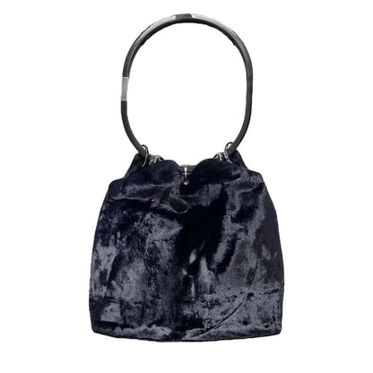 Gucci Fall 1999 Tom Ford Large Black Velvet Bucket Acrylic Ring Bag