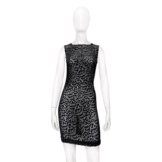 Gianni Versace Fall 1994 Black Leopard Silk Velvet Sheer Dress