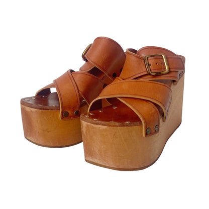 Céline Phoebe Philo Wooden Platform Sandal 36