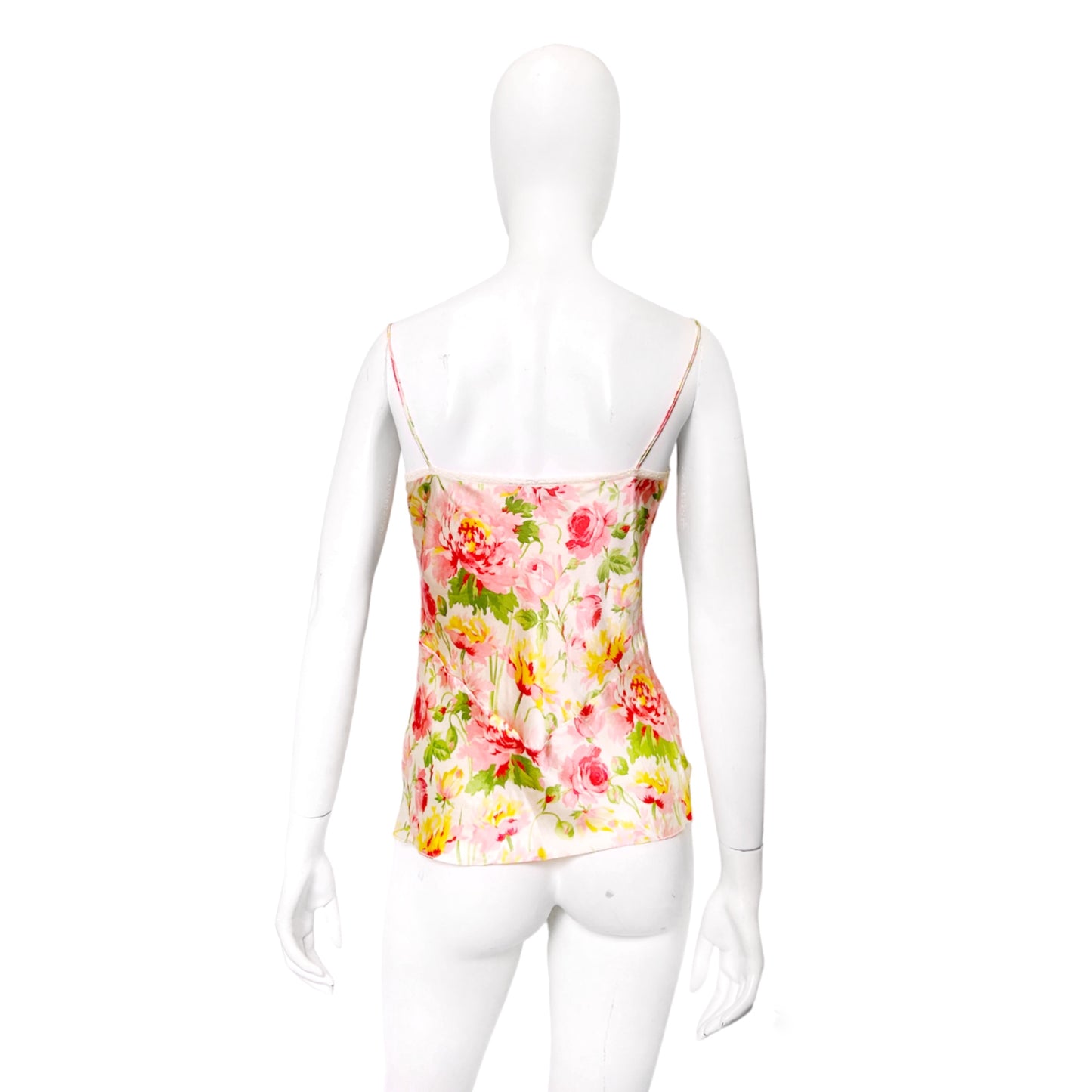 Dior Spring 2005 Galliano Floral Layered Silk Camisole Singlet with Lace Trim