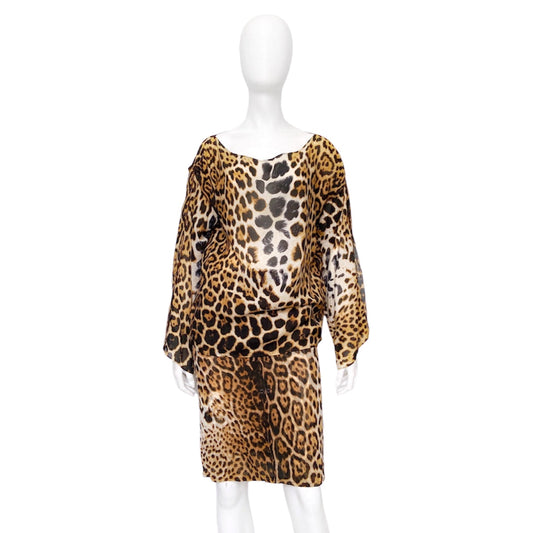 Yves Saint Laurent Rive Gauche Spring 2002 Tom Ford Iconic Runway Leopard/ Cheetah Print Oversized Silk Blouse Top 40