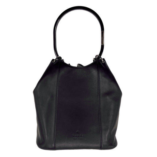 Gucci Fall 1999 Iconic Tom Ford Black Leather Acrylic Ring Bucket Bag