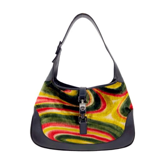 Gucci Fall 1999 Iconic Tom Ford Psychedelic Print Velvet Jackie Bag