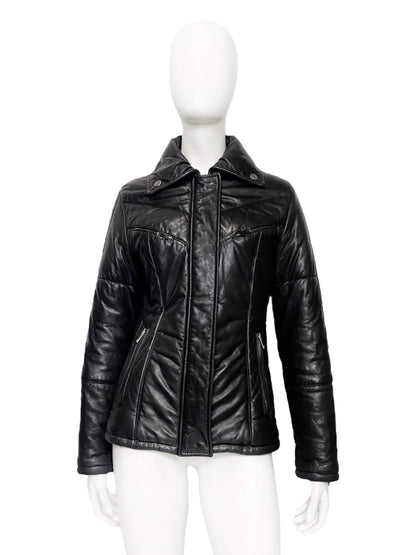 Gucci Fall 1998 Tom Ford Lambskin Leather Quilted Down Puffer Jacket 40