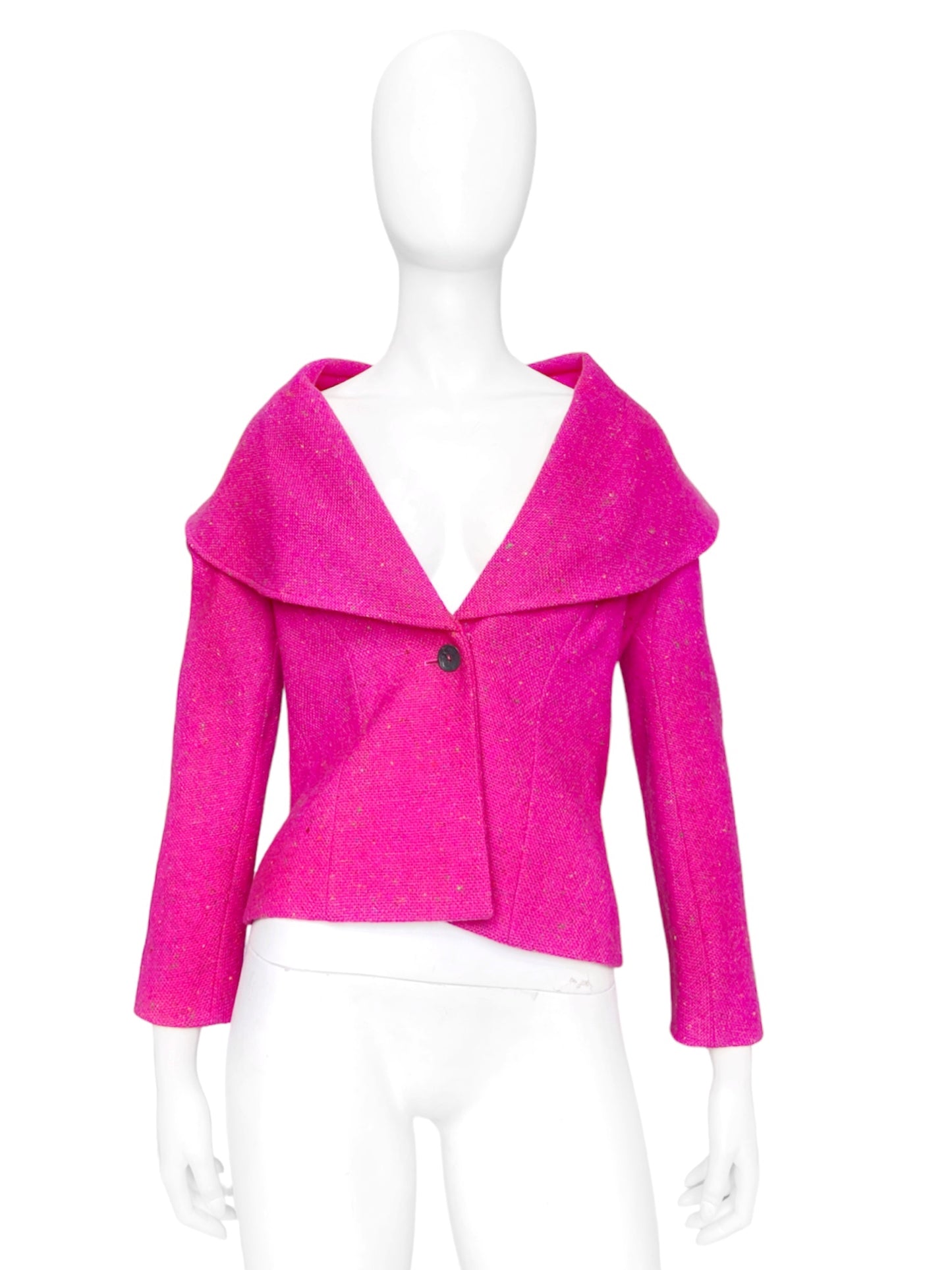 Christian Dior Fall 1998 John Galliano Candy Fuchsia Oversized Lapel Bar Jacket