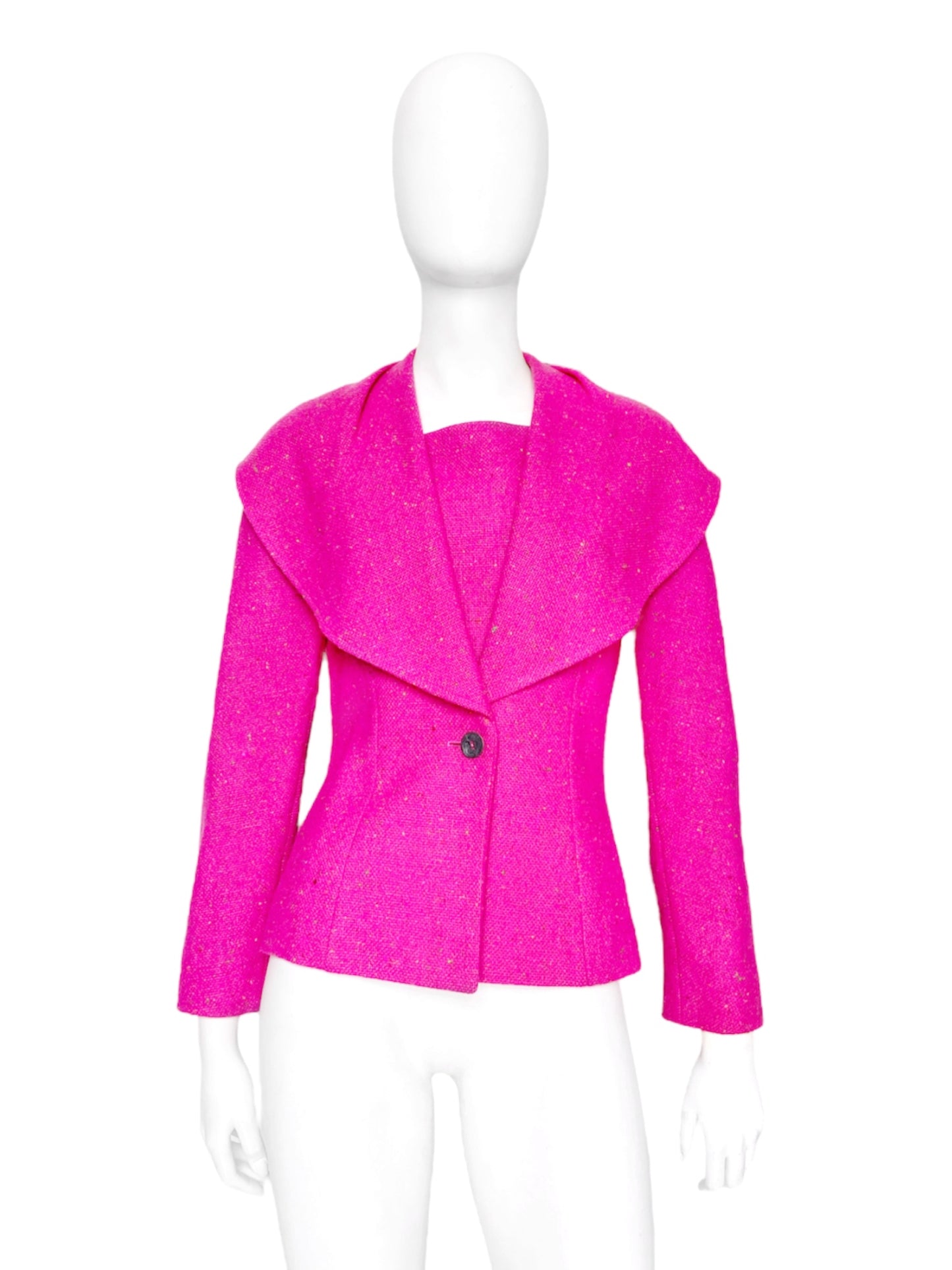 Christian Dior Fall 1998 John Galliano Candy Fuchsia Oversized Lapel Bar Jacket