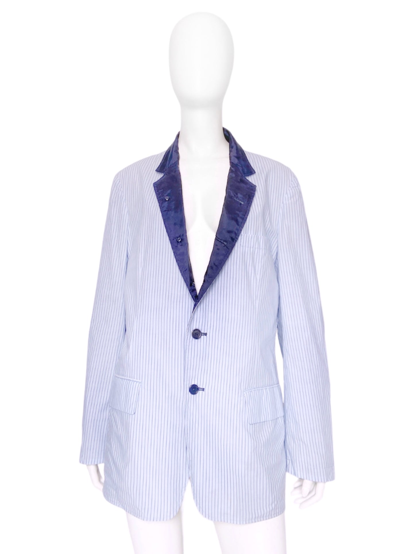 Yohji Yamamoto Pour Homme Spring 2010 Blue Striped Blazer Jacket 3