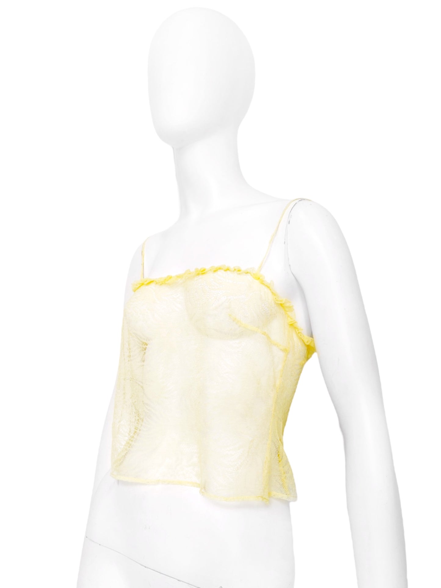 Gianni Versace Couture Fall 2000 Yellow Floral Lace Singlet Camisole Crop Top