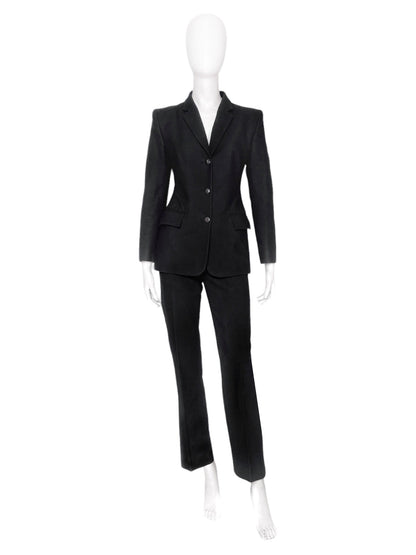 Gucci Fall 1996 Tom Ford Black Quilted Blazer Jacket Pants Suit 40