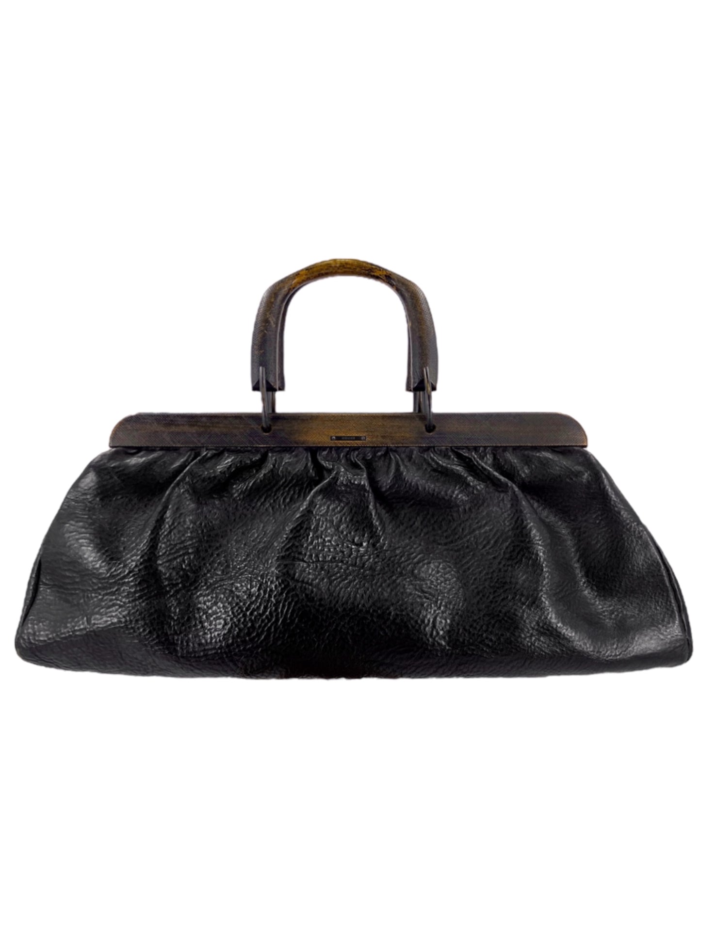 Gucci Fall 2002 Tom Ford Black Pebbled Buffalo Leather Doctors Bag