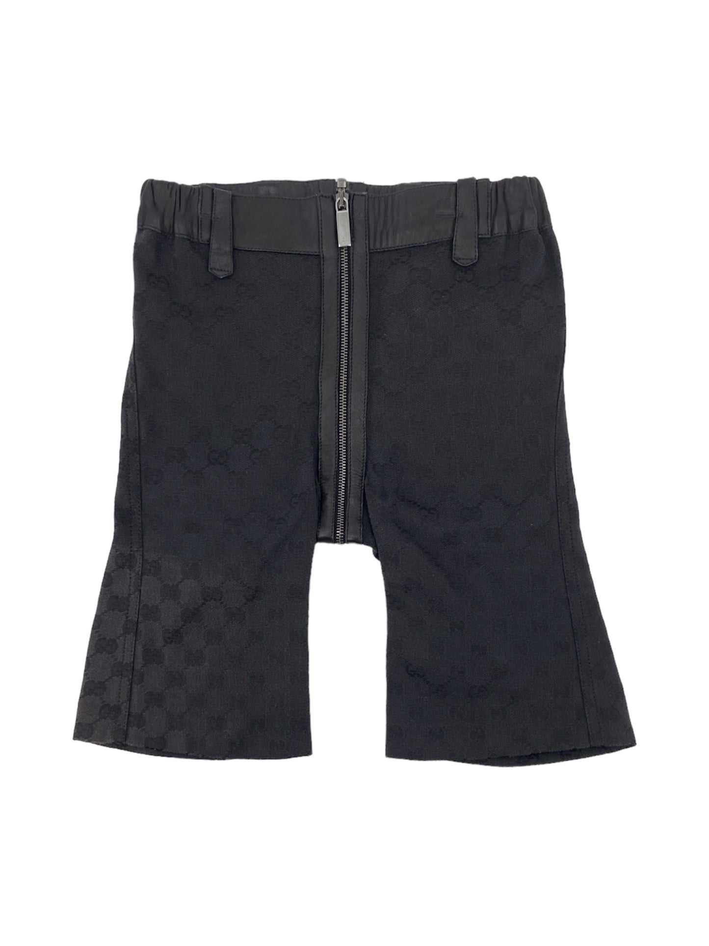 Gucci Spring 2000 Tom Ford Black Monogram Zipper Shorts