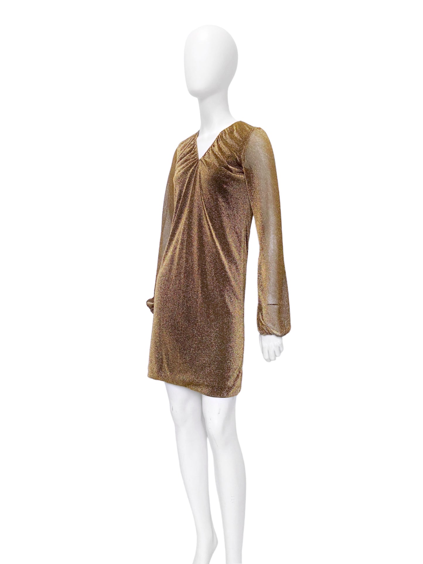 Gucci Fall 2000 Tom Ford Runway Gold Glitter Dress 38