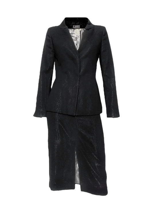 Gianni Versace 90s Glitter Silver Lining Blazer Jacket Skirt Set