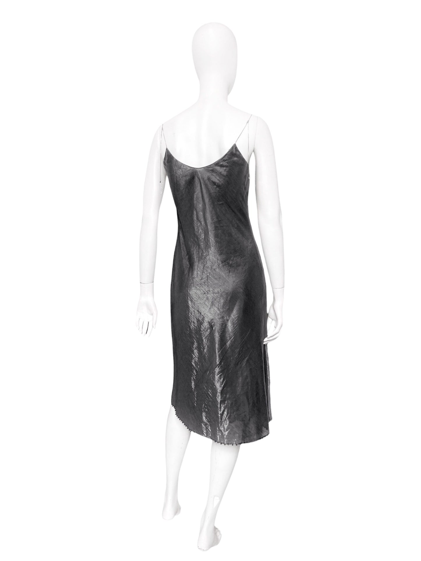 Gucci Spring 2000 Tom Ford Sheer Beaded Linen Chain Strap Slip Dress 38