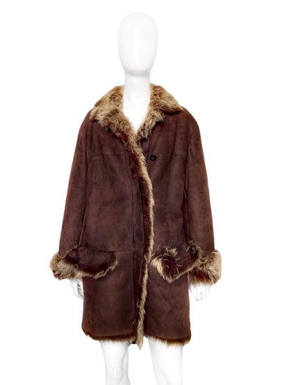 Gucci Fall 1998 Tom Ford Oversized Brown Shearling Fur Coat