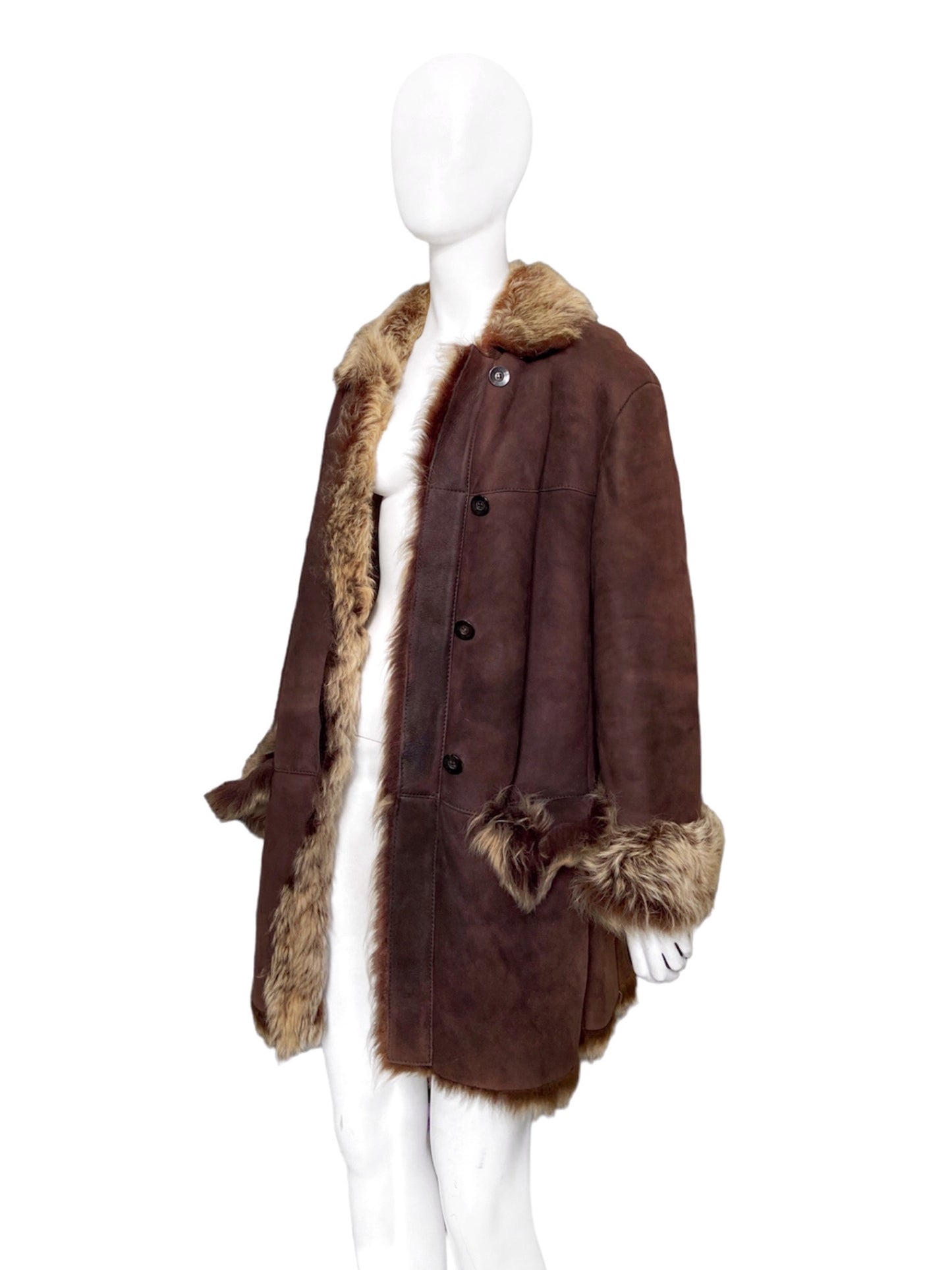 Gucci Fall 1998 Tom Ford Oversized Brown Shearling Fur Coat