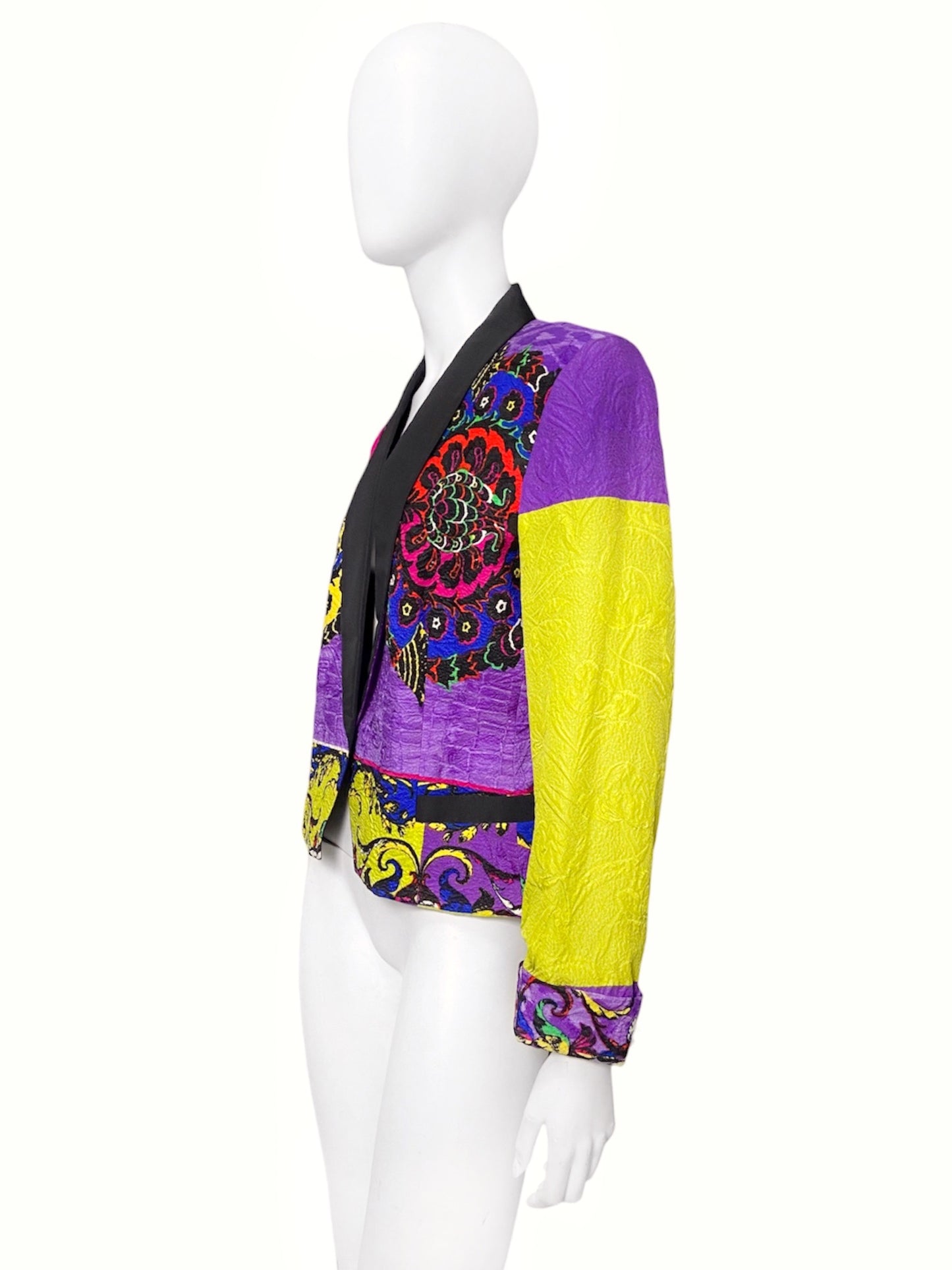 Gianni Versace Spring 1990 Colour Block Baroque Silk Blazer Jacket 44