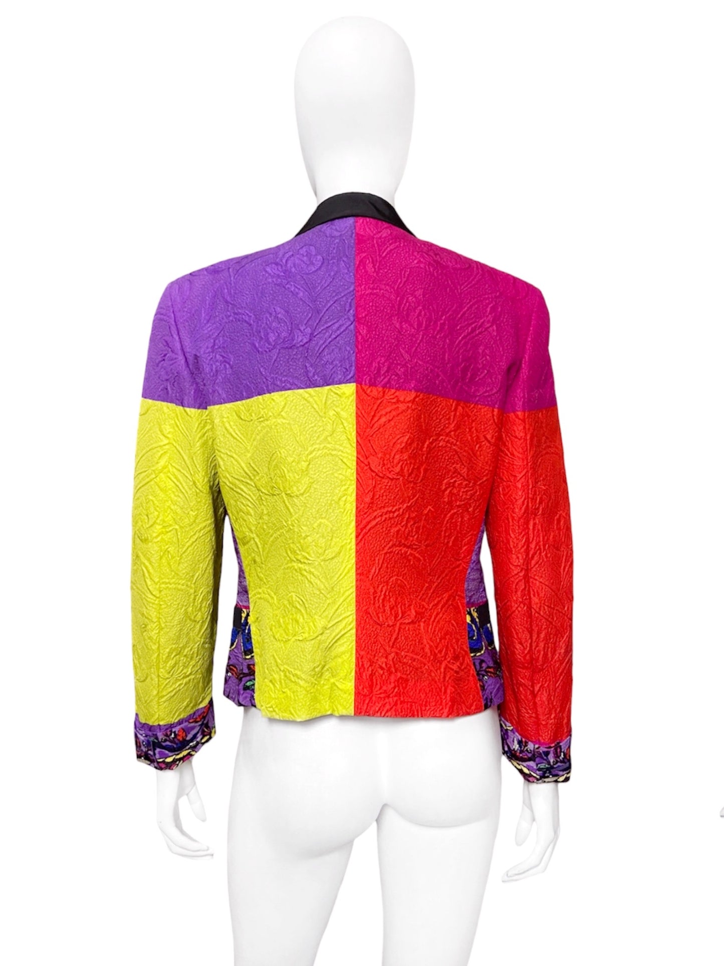 Gianni Versace Spring 1990 Colour Block Baroque Silk Blazer Jacket 44