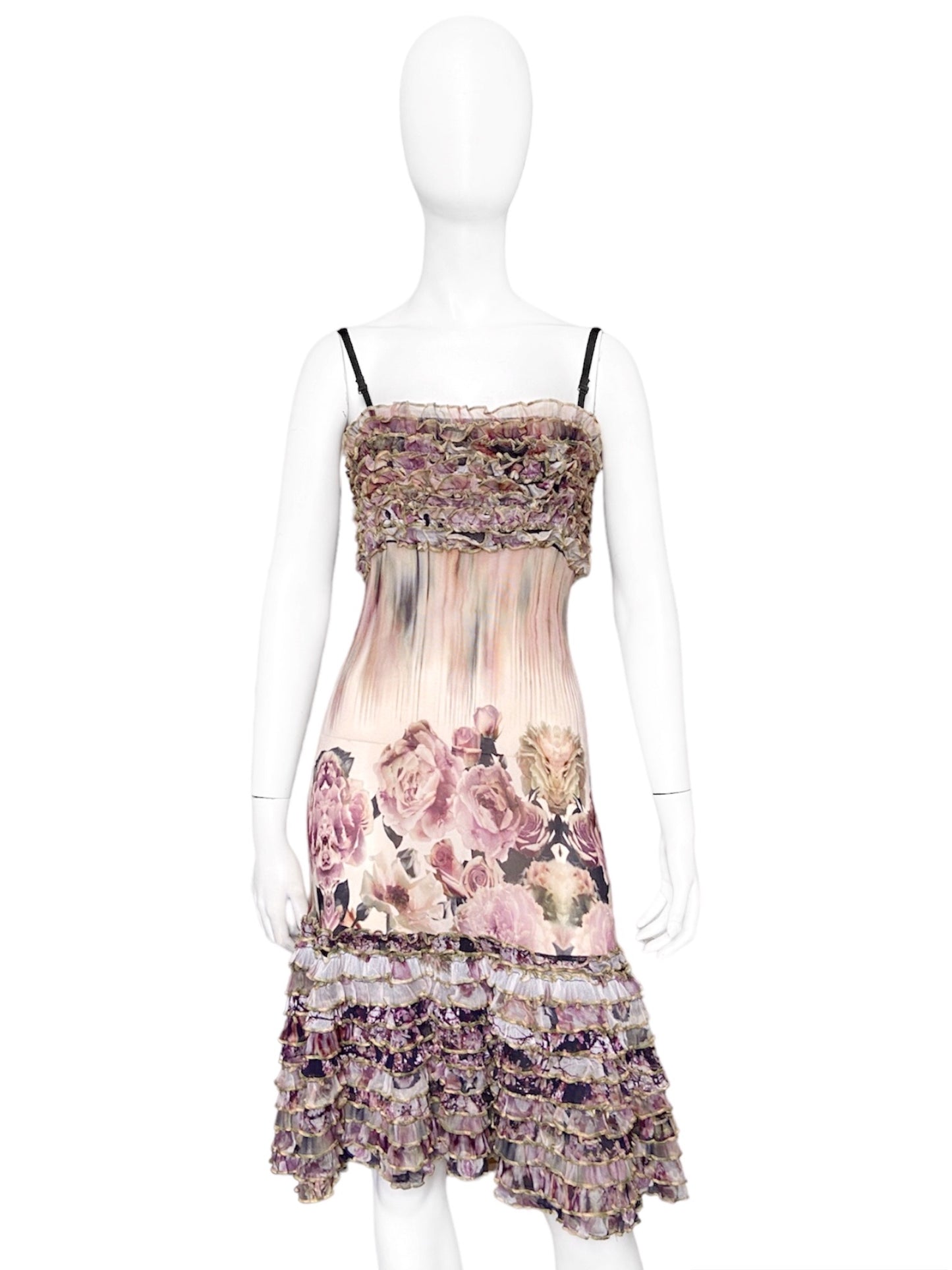 Jean Paul Gaultier Spring 2011 Ruched Floral Mesh Dress S