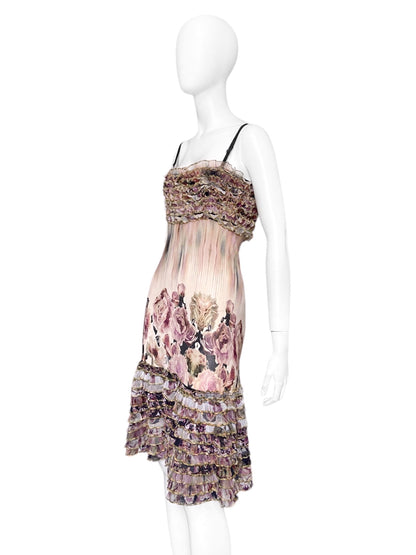 Jean Paul Gaultier Spring 2011 Ruched Floral Mesh Dress S