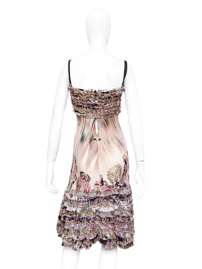 Jean Paul Gaultier Spring 2011 Ruched Floral Mesh Dress S