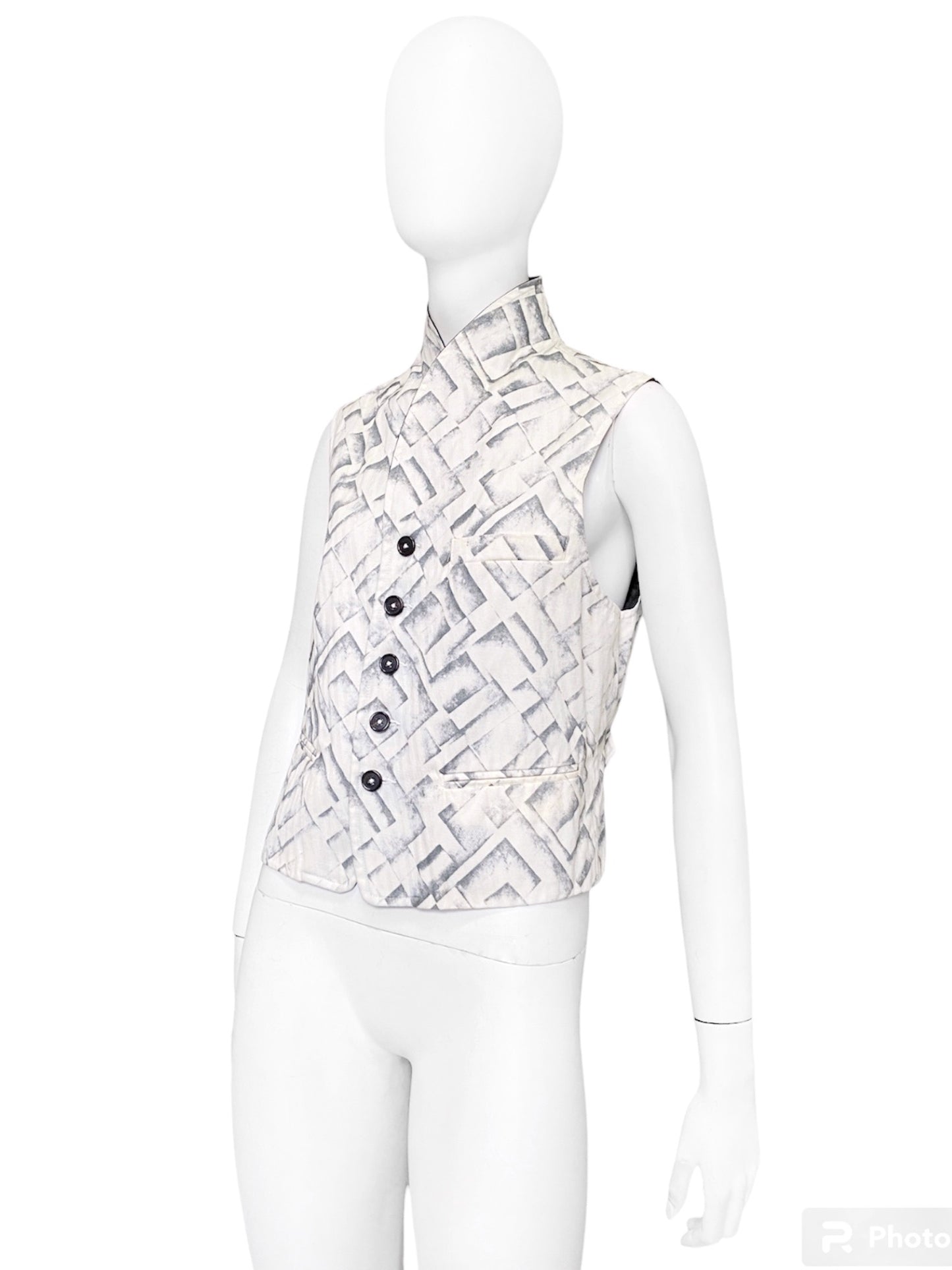 Ann Demeulemeester Spring 2008 Abstract Tyre Print Gillet Vest Top XS