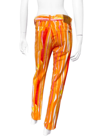 Gucci Spring 1996 Tom Ford Men’s Orange Psychedelic Print Denim Jeans Pants 46