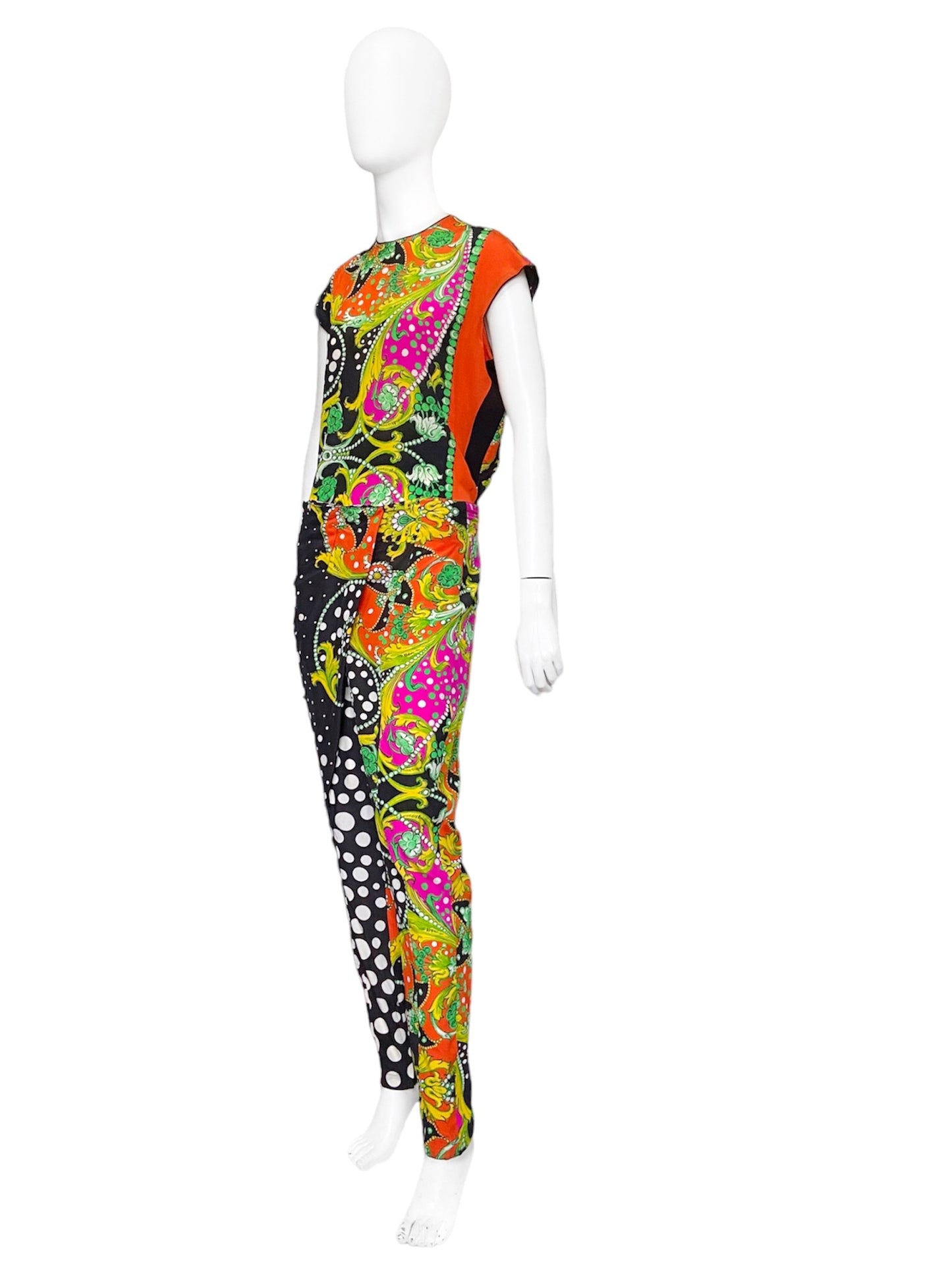 Gianni Versace Spring 1991 Abstract Baroque Draped Sarong Pant Top Ensemble 38