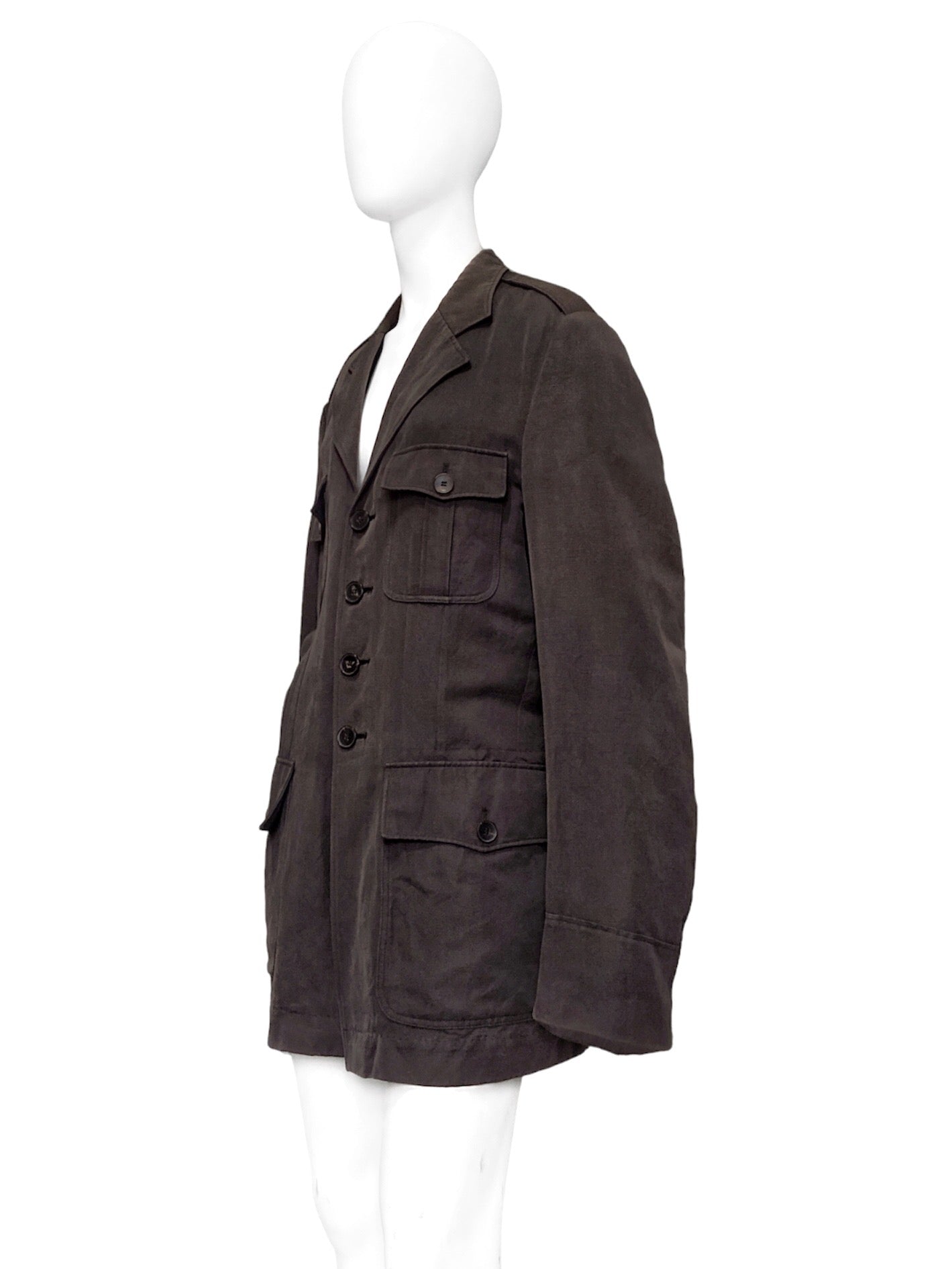 Gucci Spring 2003 Tom Ford Brown Military Jacket Coat 52