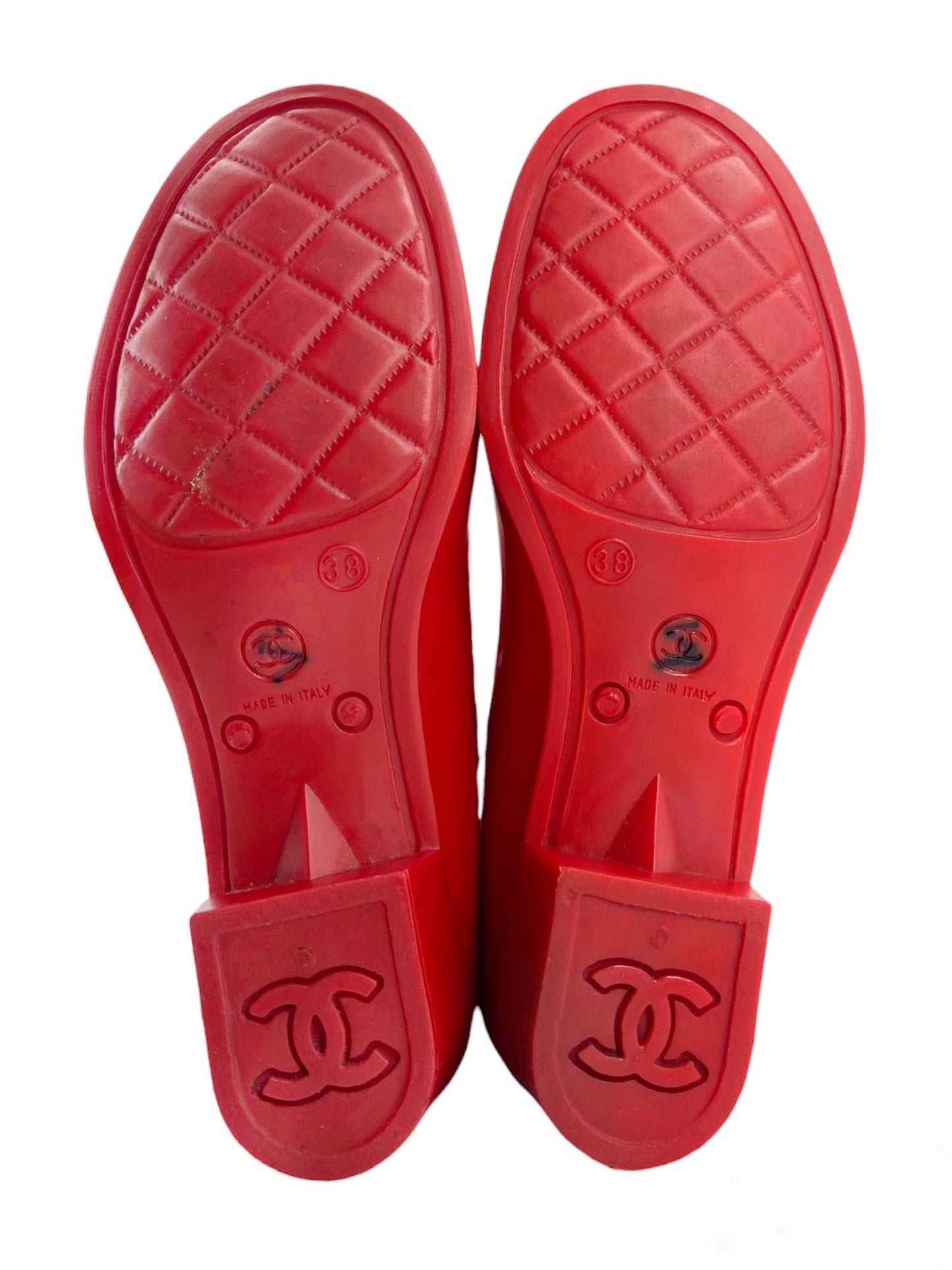 Chanel Karl Lagerfeld Red Camellia Rubber Rainboot