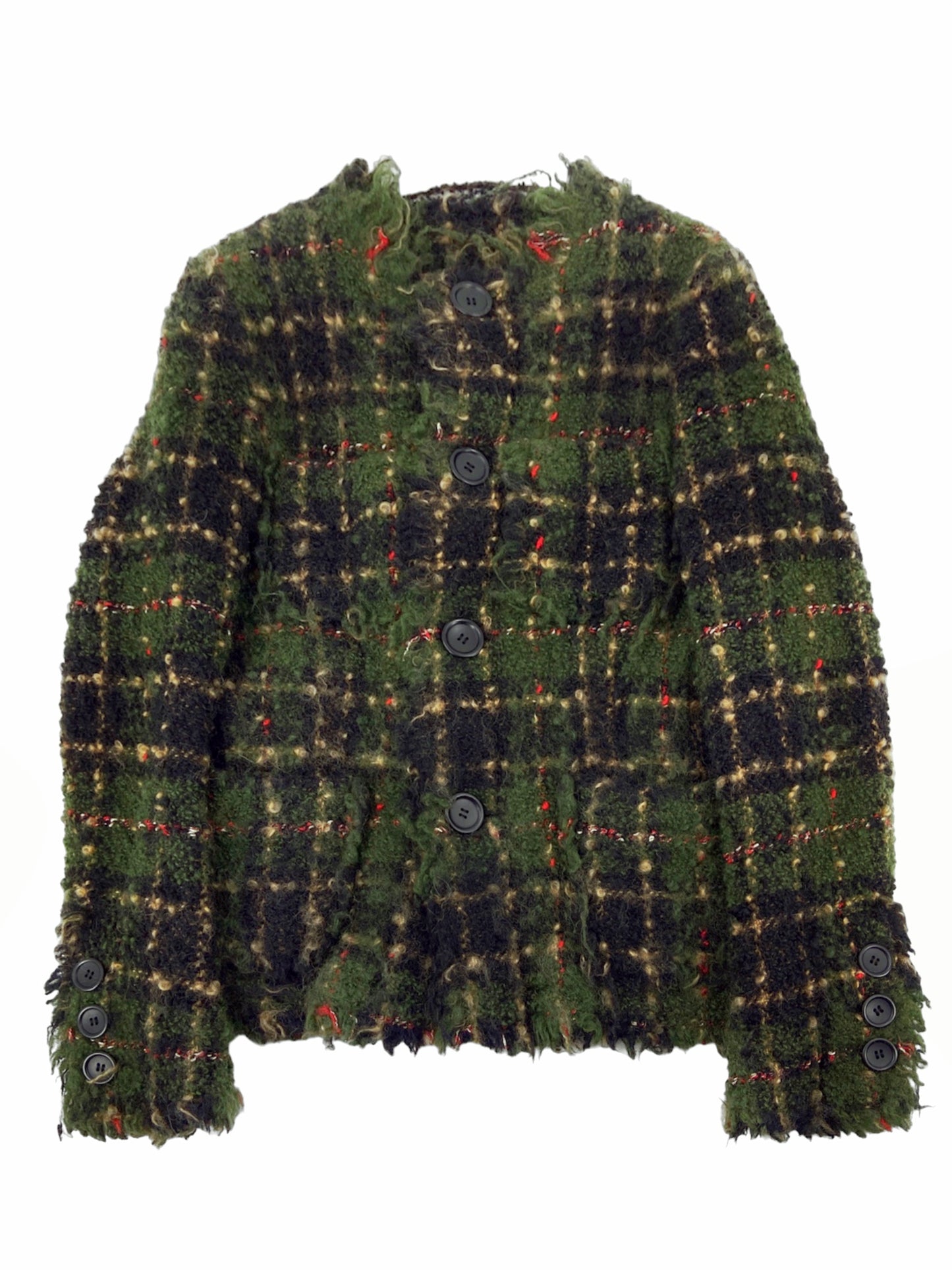 Junya Watanabe Fall 2004 Man Pink Distressed Boiled Wool Tweed Chanel Jacket