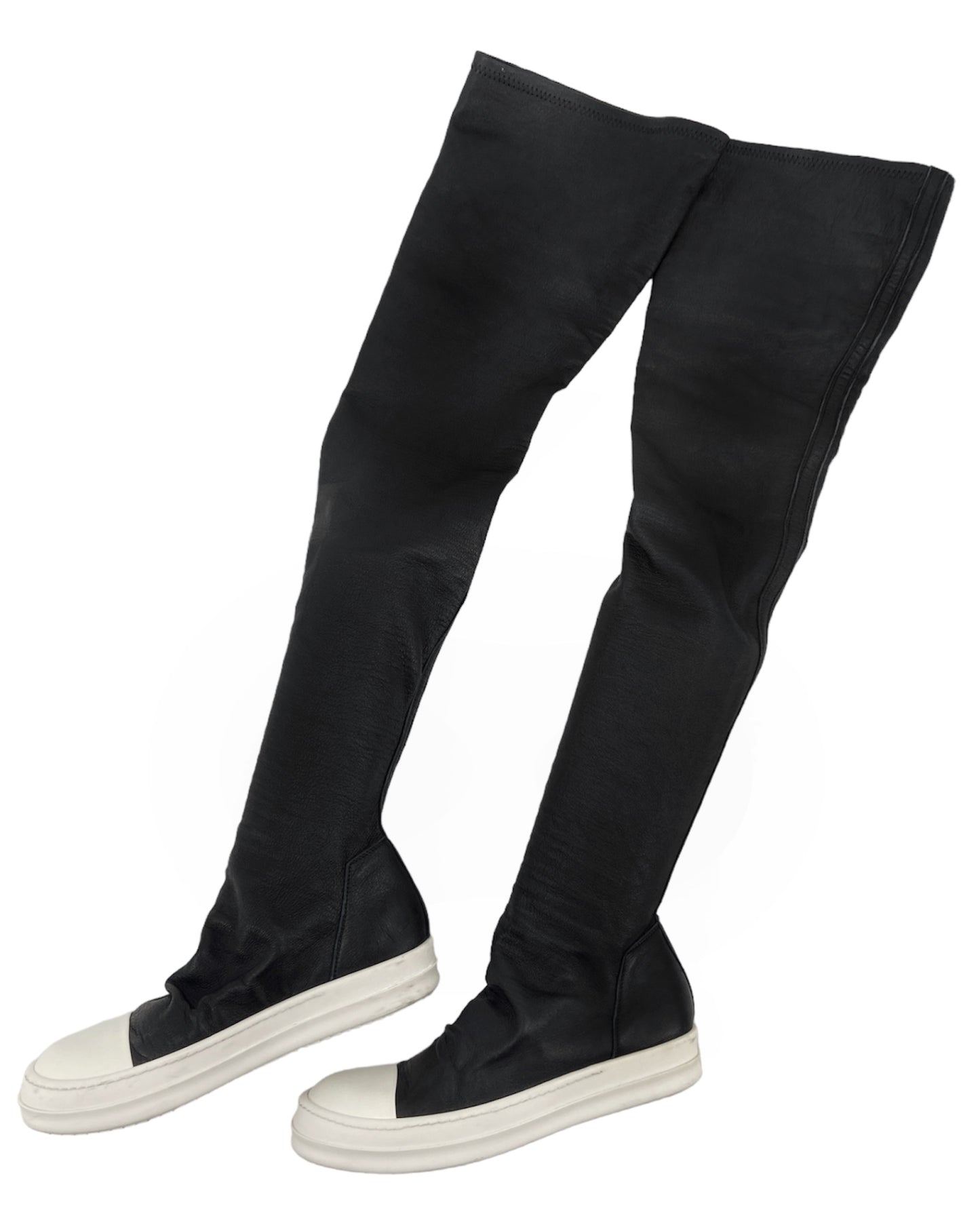 Rick Owens Fall 2018 Mainline Lambskin Leather Thigh High Sock Ramones 39.5