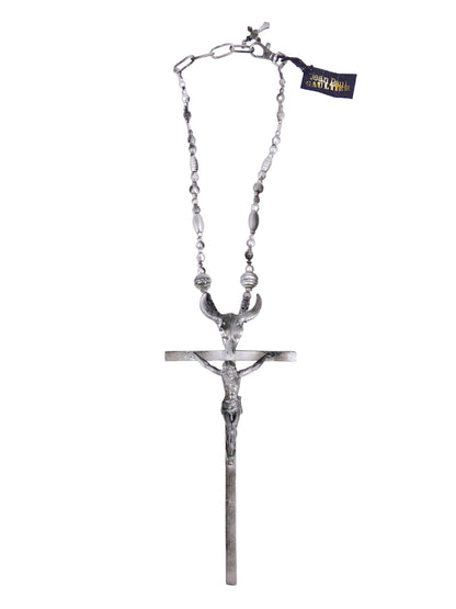 BWNT Jean Paul Gaultier 90S Sample 1/1 Grail XXL Painted Jesus Crucifix Cross Bull Beaded Necklace