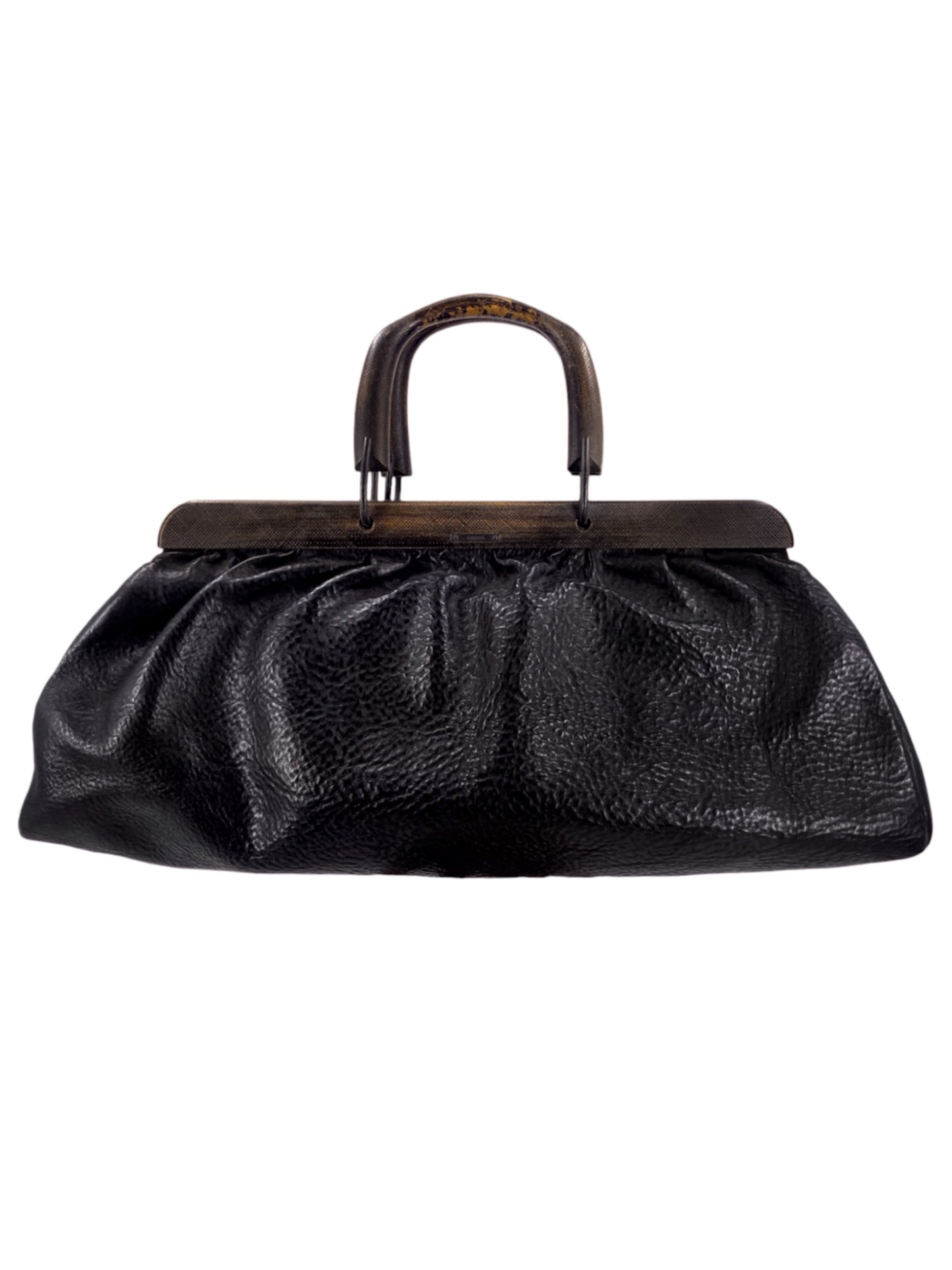 Gucci Fall 2002 Tom Ford Black Pebbled Buffalo Leather Doctors Bag