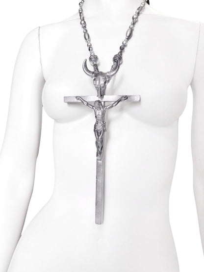 BWNT Jean Paul Gaultier 90S Sample 1/1 Grail XXL Painted Jesus Crucifix Cross Bull Beaded Necklace