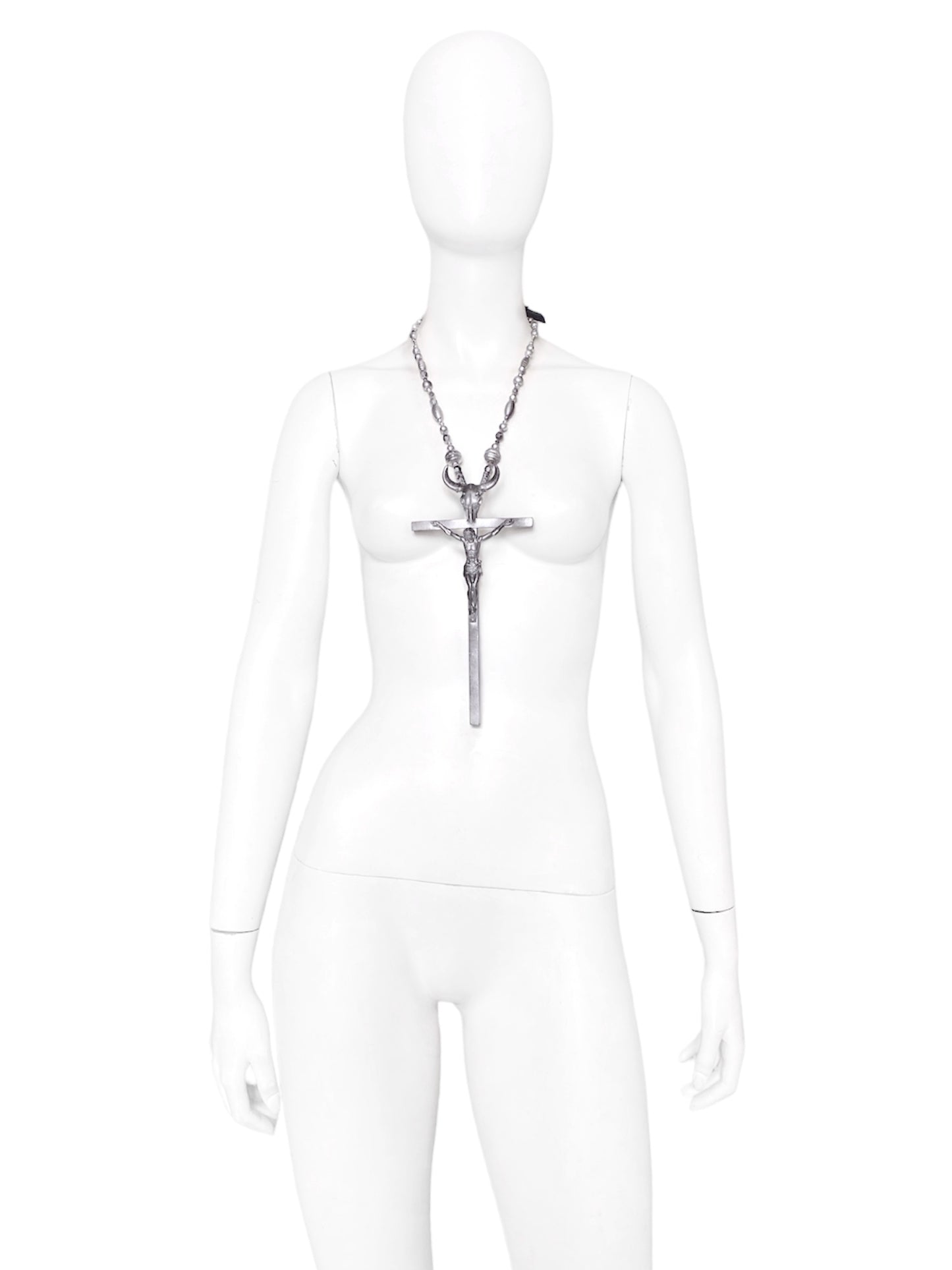 BWNT Jean Paul Gaultier 90S Sample 1/1 Grail XXL Painted Jesus Crucifix Cross Bull Beaded Necklace