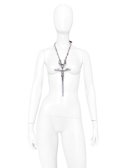 BWNT Jean Paul Gaultier 90S Sample 1/1 Grail XXL Painted Jesus Crucifix Cross Bull Beaded Necklace