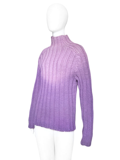 Gucci Fall 1998 Tom Ford Menswear Purple Ombré Heavyweight Knit Turtleneck Sweater L