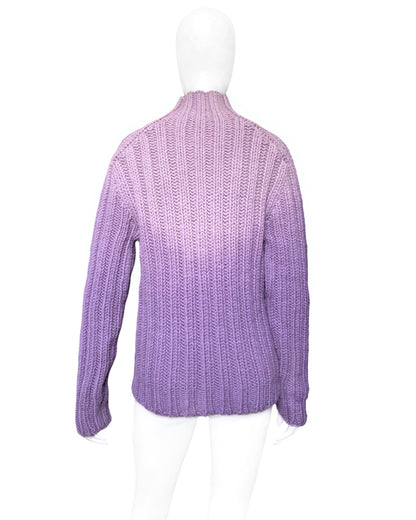 Gucci Fall 1998 Tom Ford Menswear Purple Ombré Heavyweight Knit Turtleneck Sweater L