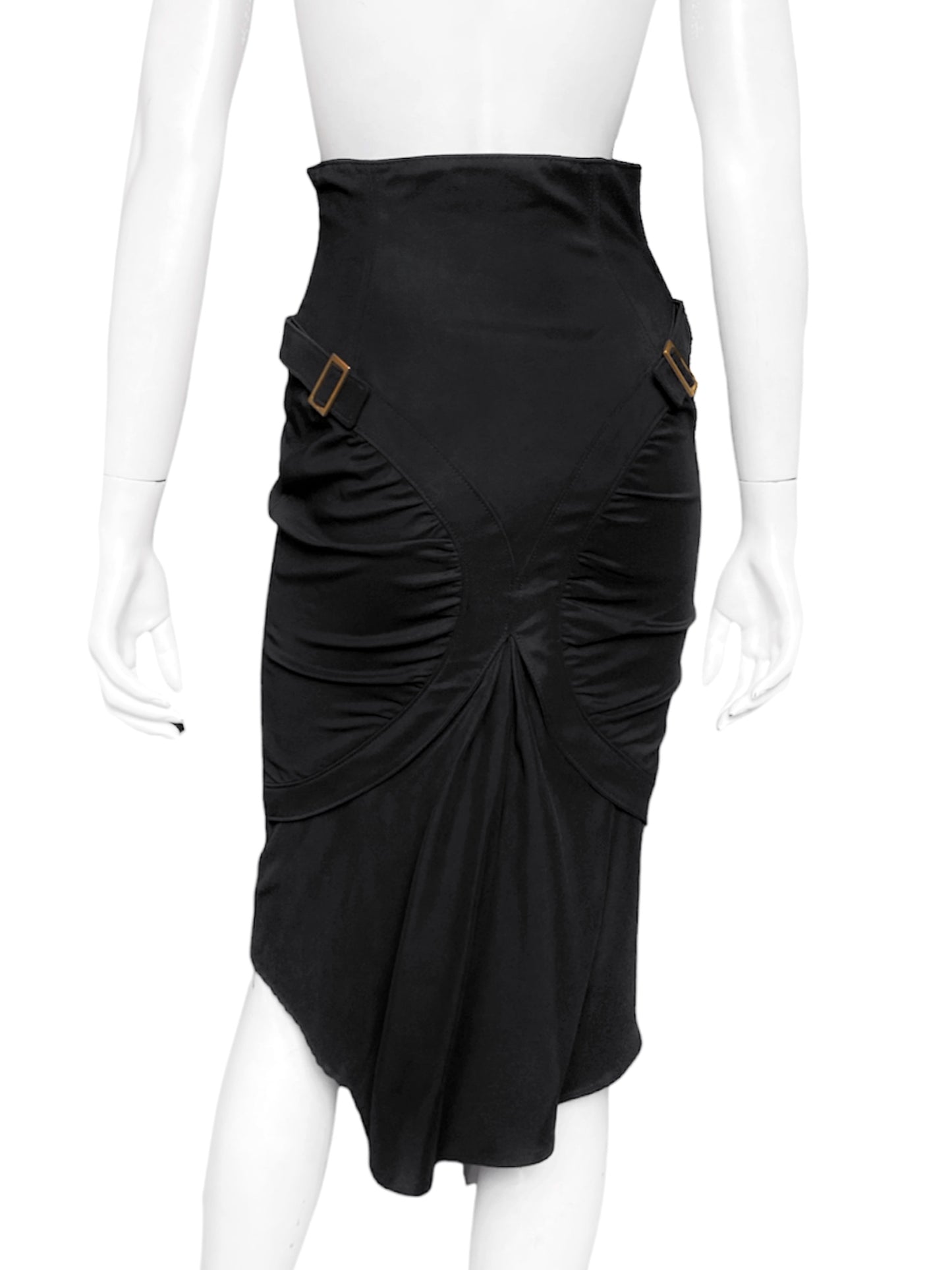 Gucci Fall 2003 Tom Ford Epaulettes Military Jacket Ruched Pencil Skirt Suit Set 38