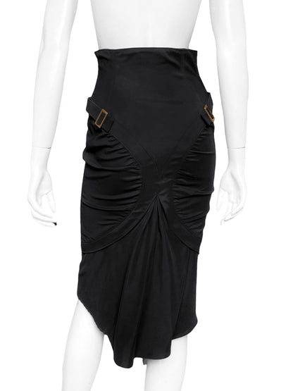 Gucci Fall 2003 Tom Ford Epaulettes Military Jacket Ruched Pencil Skirt Suit Set 38