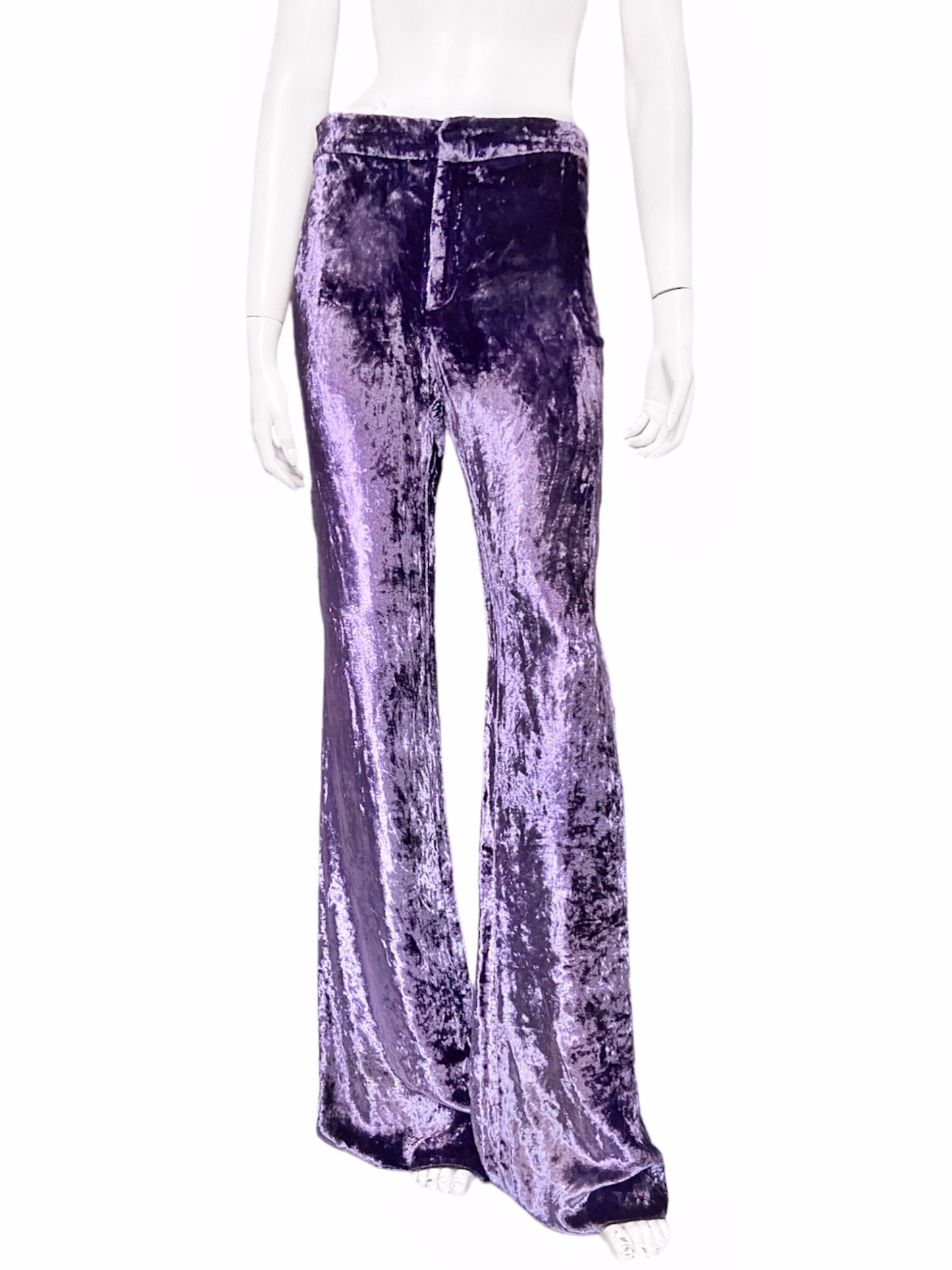 Gucci Fall 1999 Tom Ford Purple Crushed Velvet Flared Pants 42