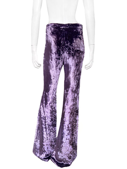 Gucci Fall 1999 Tom Ford Purple Crushed Velvet Flared Pants 42