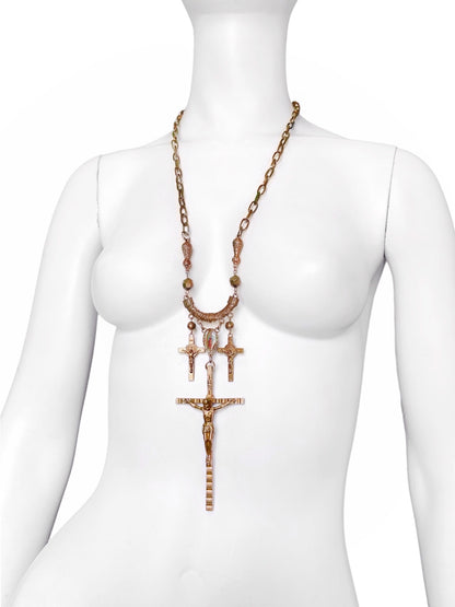 Jean Paul Gaultier 90S Sample Triple Cross Long Necklace