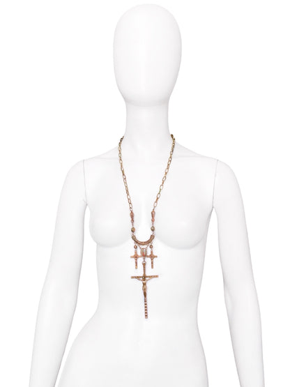 Jean Paul Gaultier 90S Sample Triple Cross Long Necklace