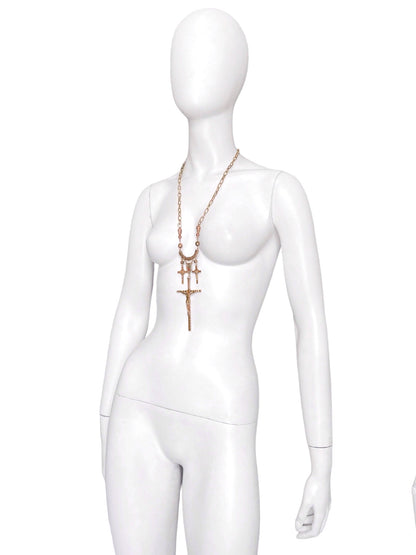 Jean Paul Gaultier 90S Sample Triple Cross Long Necklace