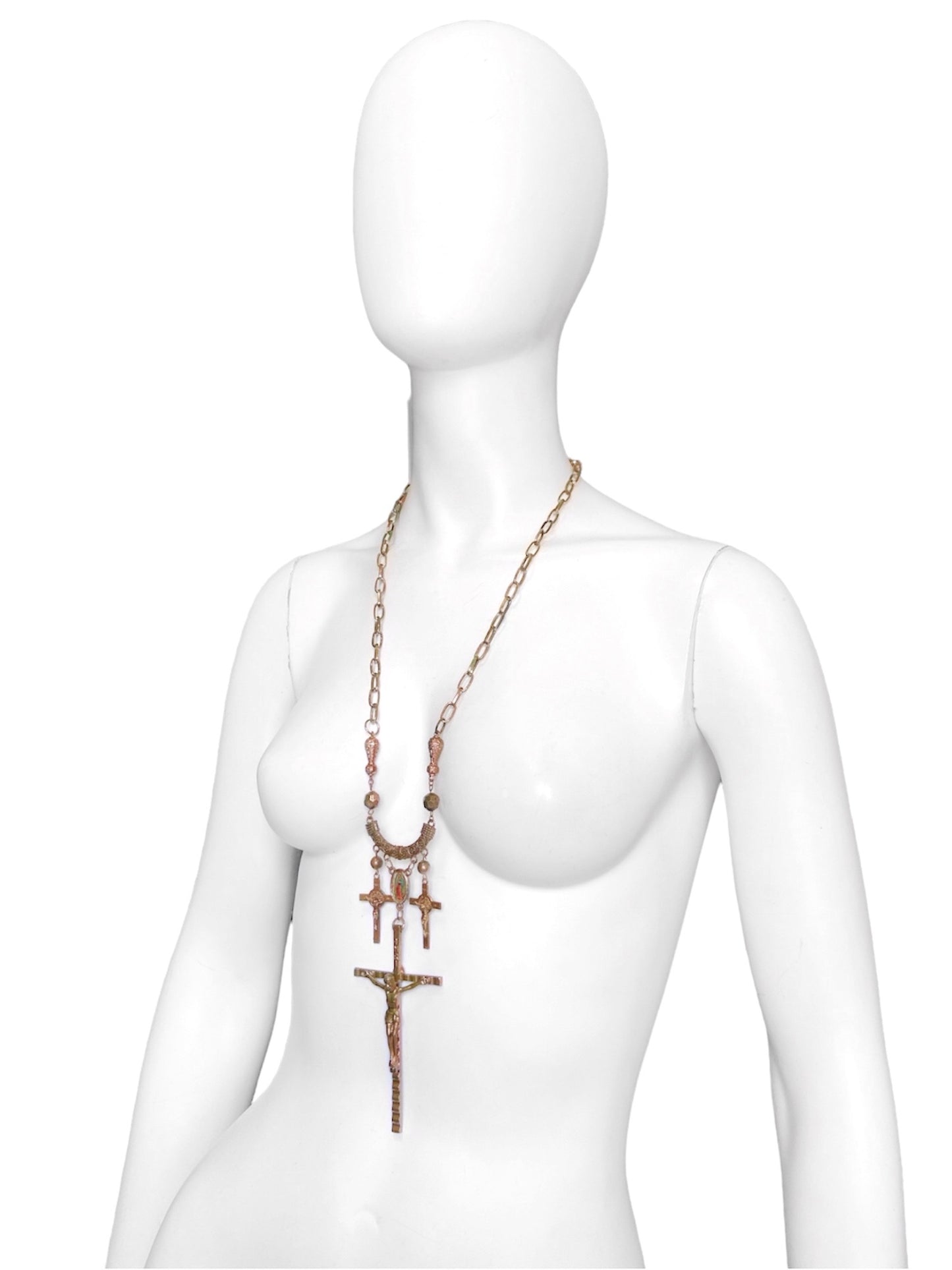 Jean Paul Gaultier 90S Sample Triple Cross Long Necklace