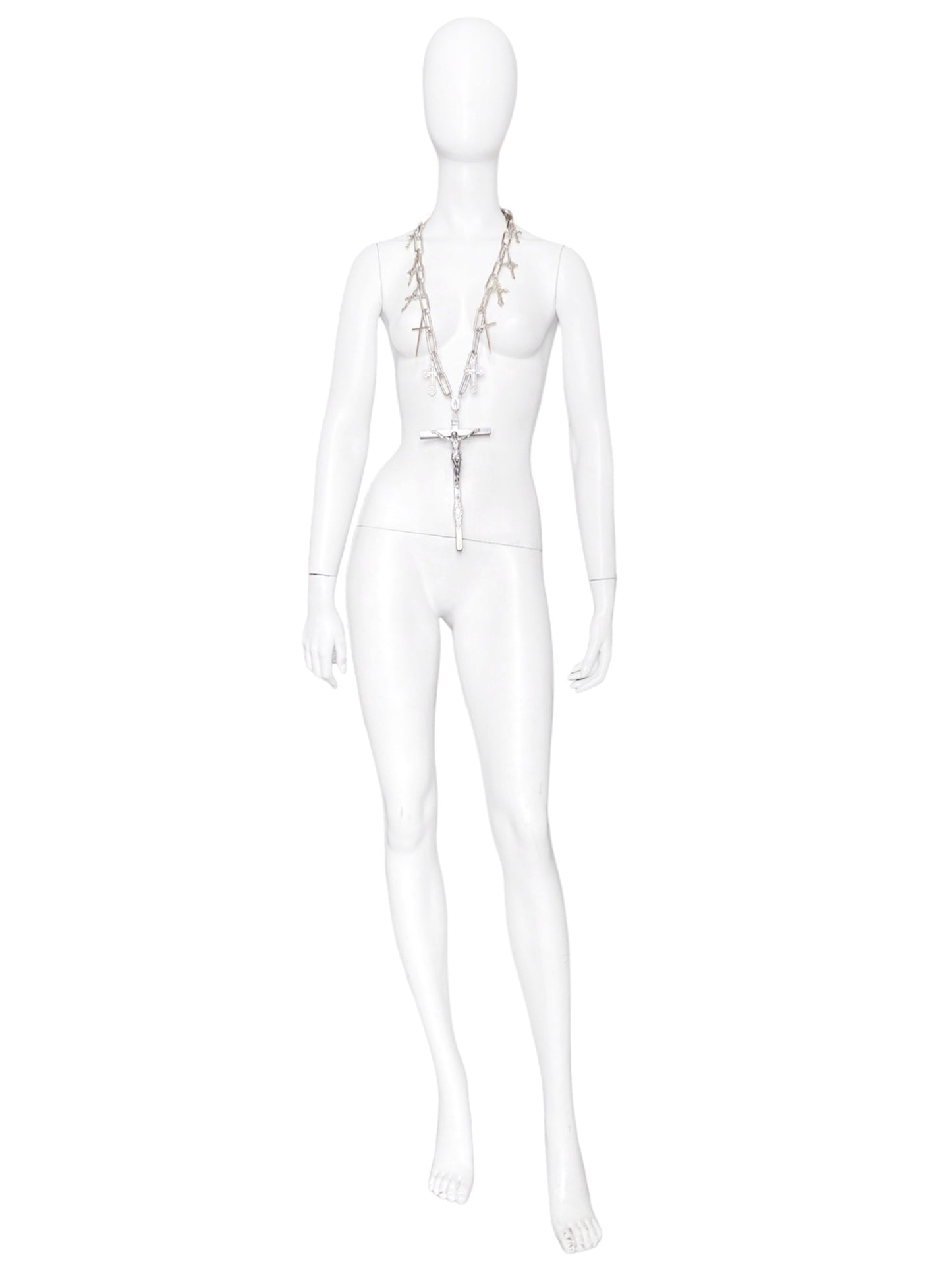 Jean Paul Gaultier 90S Sample 1/1 XXL Silver 11 Crucifix Cross Chain Necklace
