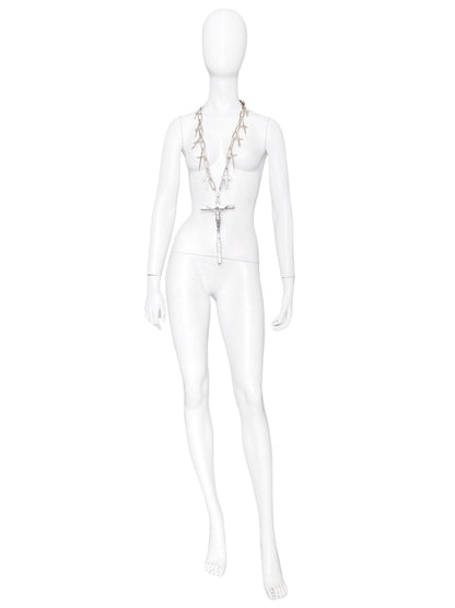 Jean Paul Gaultier 90S Sample 1/1 XXL Silver 11 Crucifix Cross Chain Necklace