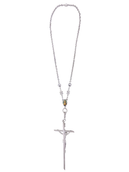 Jean Paul Gaultier 90s Sample Silver Virgin Mary Cross Chain Necklace